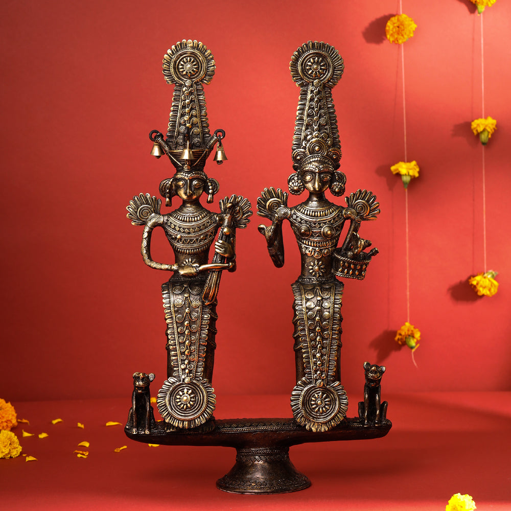Brass Dhokra Jhitku Mitki Statue (18 Inch) Vedansh Craft
