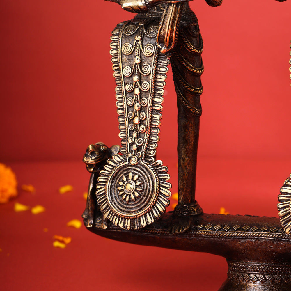 Brass Dhokra Jhitku Mitki Statue (18 Inch) Vedansh Craft