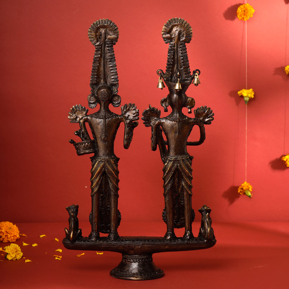 Brass Dhokra Jhitku Mitki Statue (18 Inch) Vedansh Craft