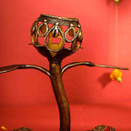 Brass Dhokra Elephant Lotus Candle Holder (11 Inch) Vedansh Craft