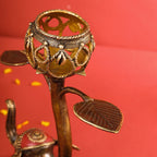 Brass Dhokra Elephant Lotus Candle Holder (11 Inch) Vedansh Craft