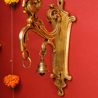 Brass Peacock Wall Mount Bracket With Bell (9 Inch) Vedansh Craft