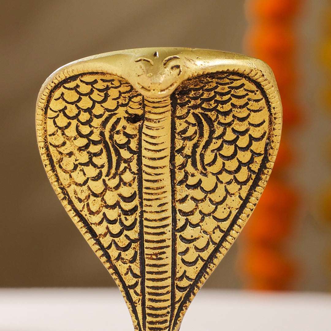 Brass Shivalinga Naaga Figurine (5 Inch) Vedansh Craft