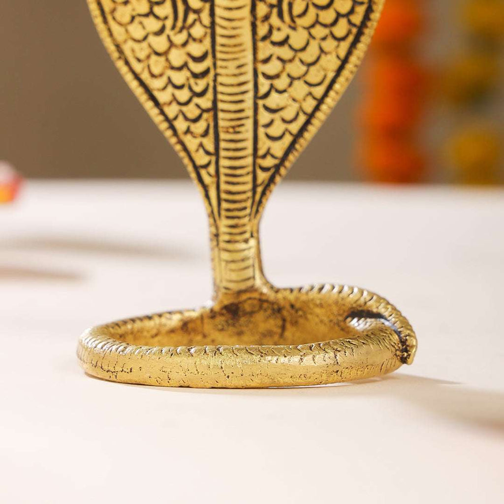 Brass Shivalinga Naaga Figurine (5 Inch) Vedansh Craft