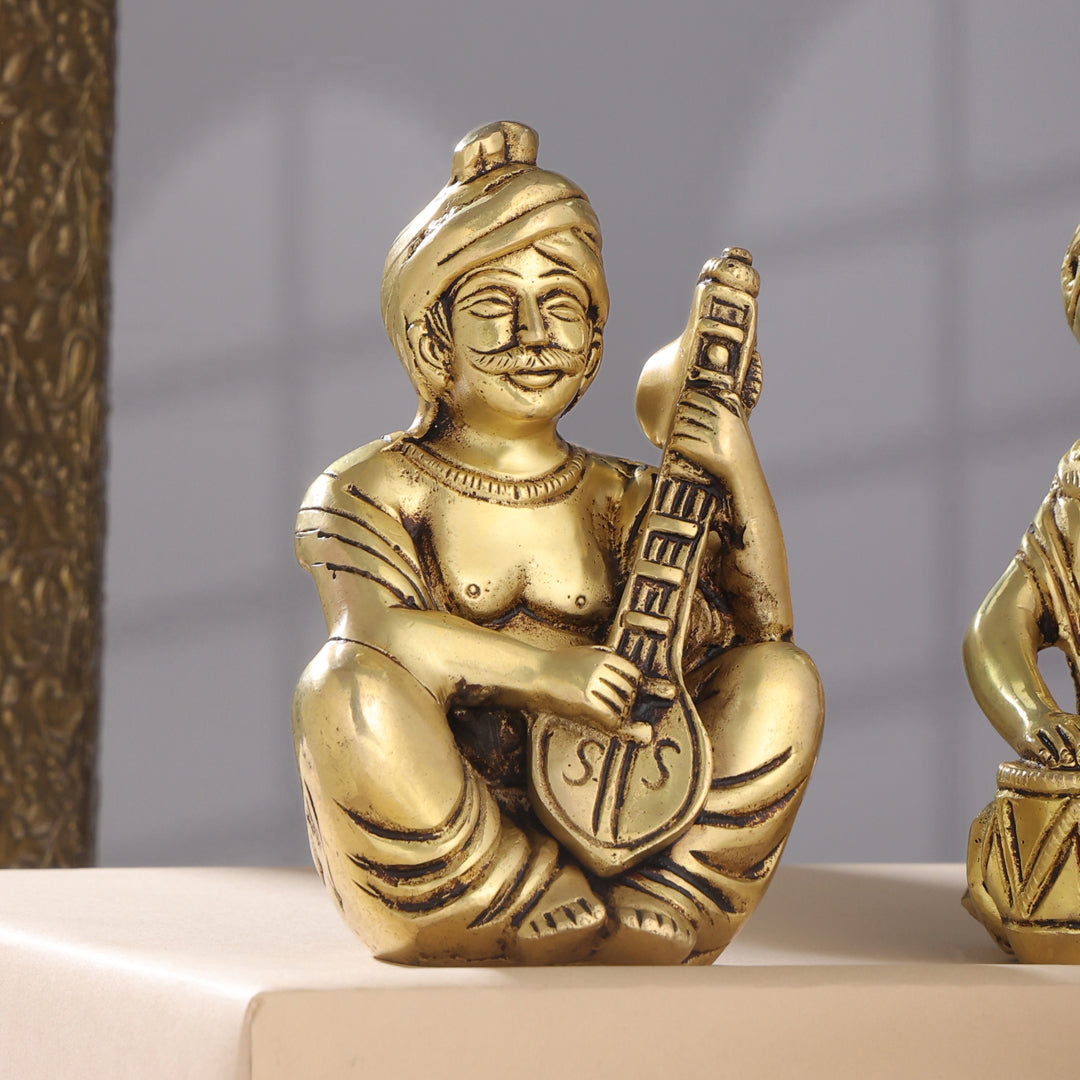 Brass Men Musical Set Of Five (5 Inch) Vedansh Craft