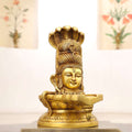 Brass Lord Shiva Mukhalingam with Naga Canopy Shivling Idol (12.5 Inch) Vedansh Craft