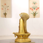 Brass Lord Shiva Mukhalingam with Naga Canopy Shivling Idol (12.5 Inch) Vedansh Craft