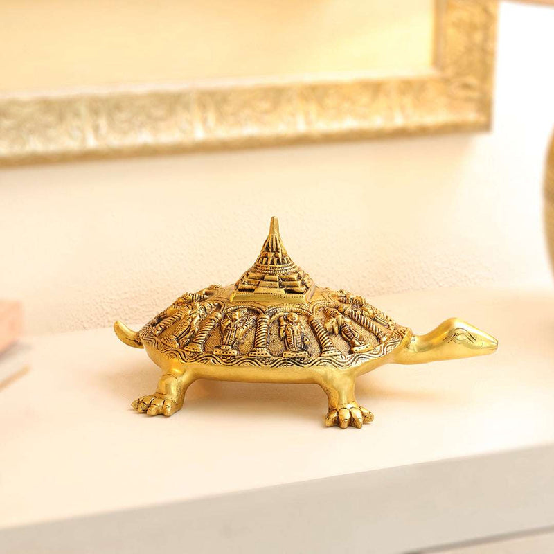 Brass Superfine Dashavatara Shree Yantra Tortoise (6 Inch) Vedansh Craft