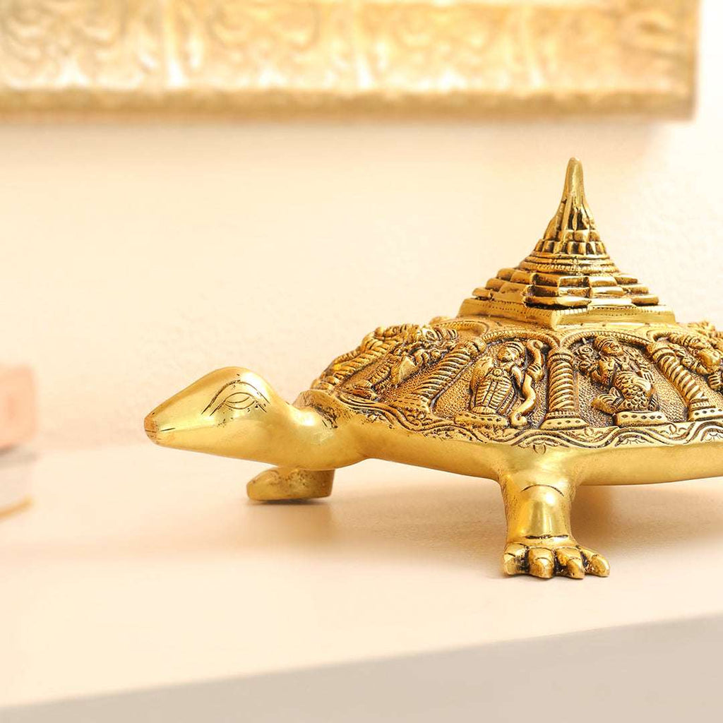 Brass Superfine Dashavatara Shree Yantra Tortoise (6 Inch) Vedansh Craft