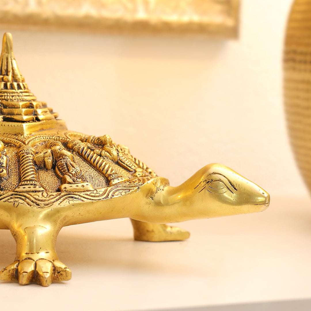 Brass Superfine Dashavatara Shree Yantra Tortoise (6 Inch) Vedansh Craft