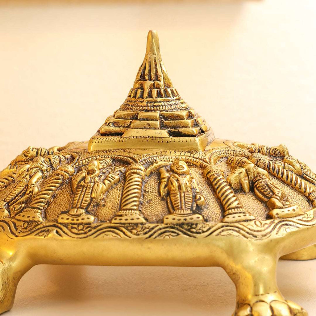 Brass Superfine Dashavatara Shree Yantra Tortoise (6 Inch) Vedansh Craft