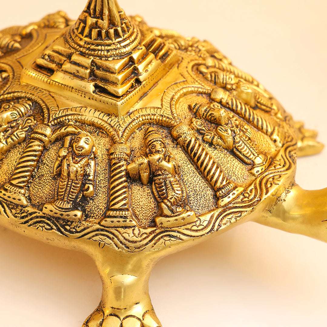 Brass Superfine Dashavatara Shree Yantra Tortoise (6 Inch) Vedansh Craft