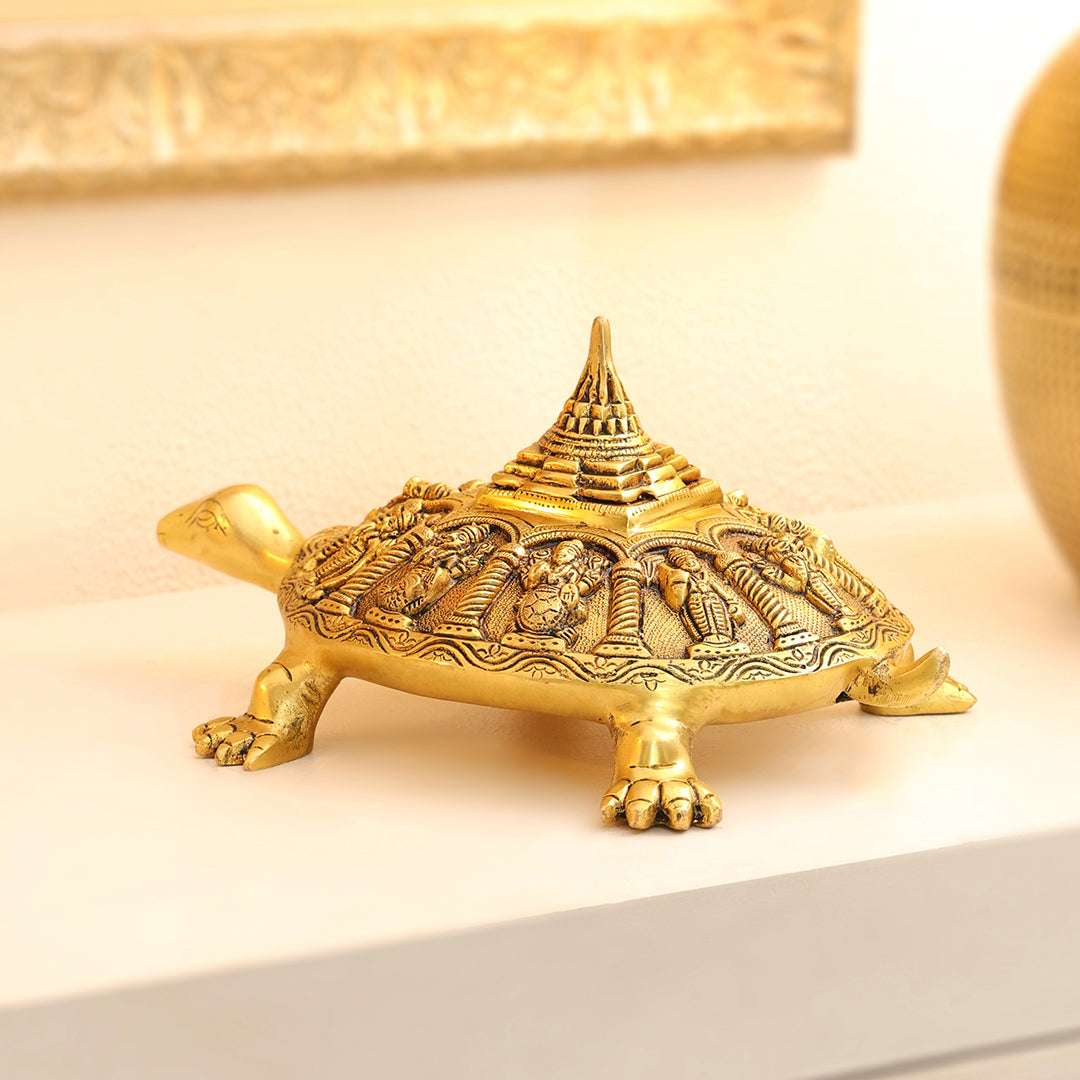 Brass Superfine Dashavatara Shree Yantra Tortoise (6 Inch) Vedansh Craft
