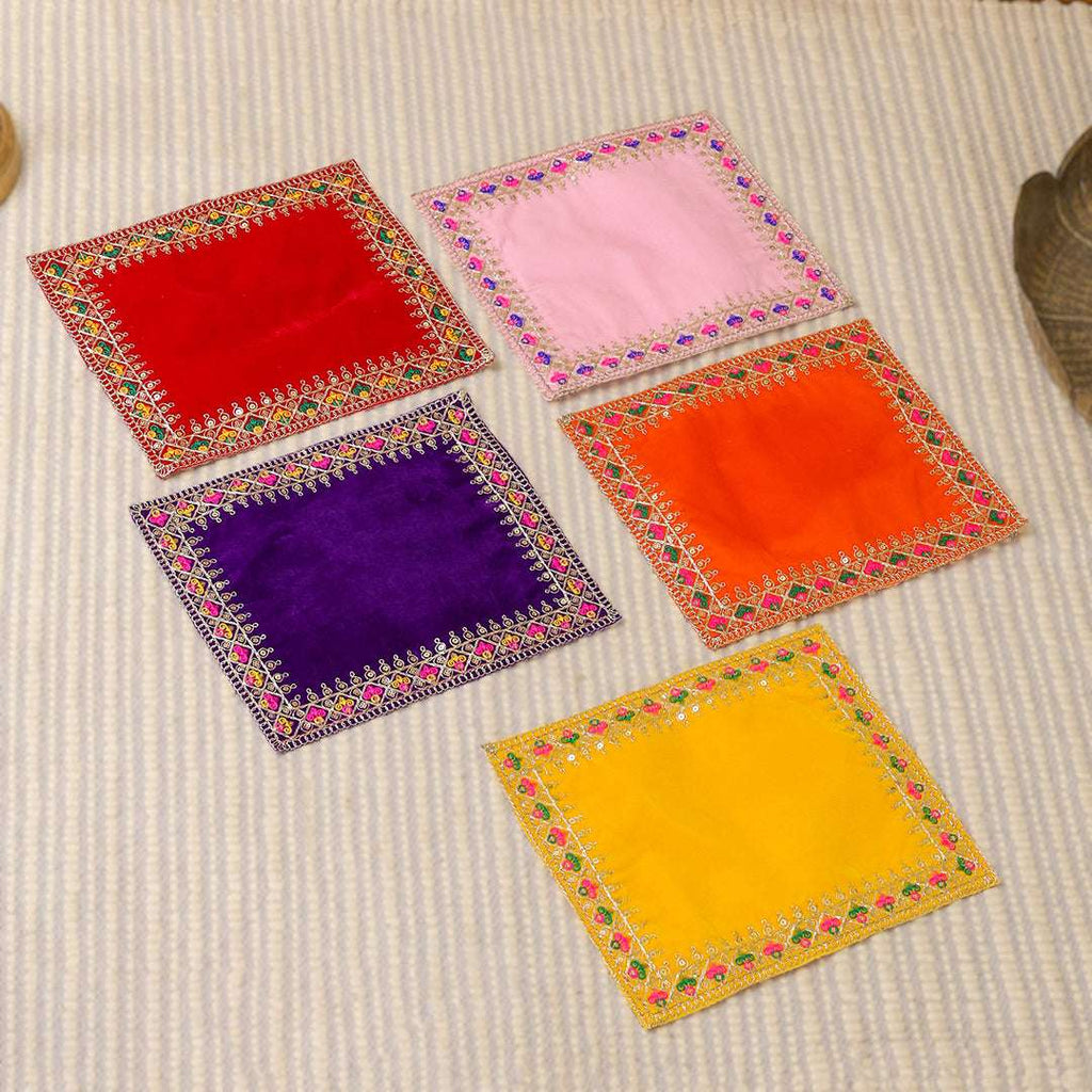 Hand Embroidered  And Sequin Work God Pooja Asana (12 X 10 Inch) Vedansh Craft