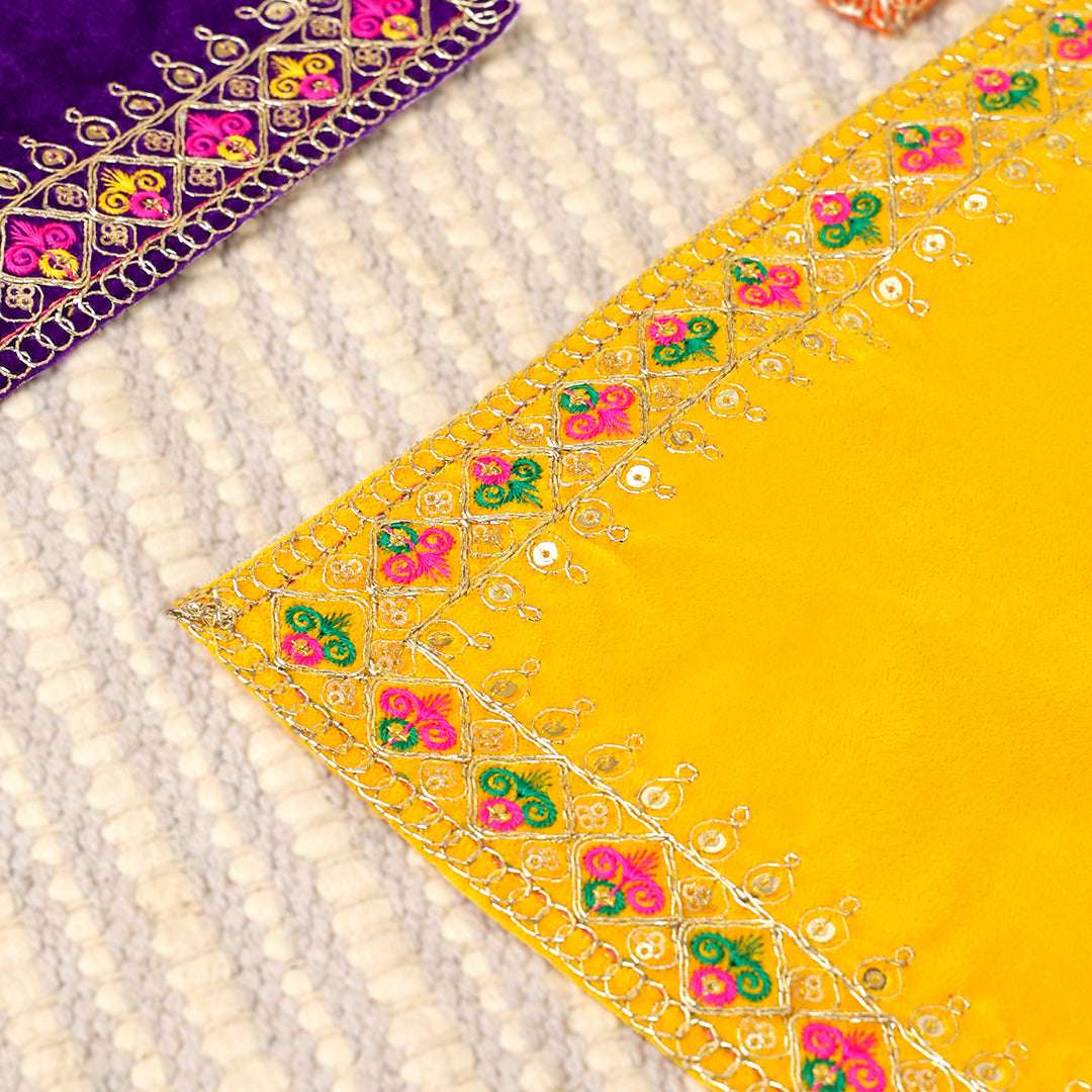 Hand Embroidered  And Sequin Work God Pooja Asana (12 X 10 Inch) Vedansh Craft
