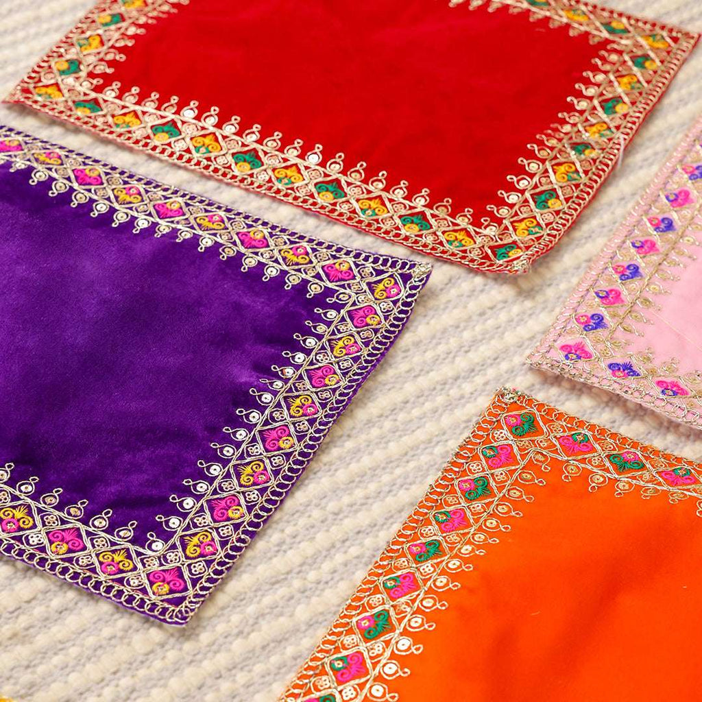 Hand Embroidered  And Sequin Work God Pooja Asana (12 X 10 Inch) Vedansh Craft