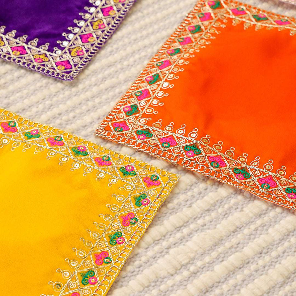 Hand Embroidered  And Sequin Work God Pooja Asana (12 X 10 Inch) Vedansh Craft