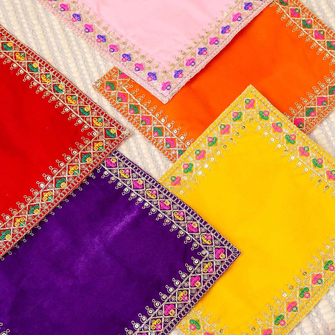 Hand Embroidered  And Sequin Work God Pooja Asana (12 X 10 Inch) Vedansh Craft