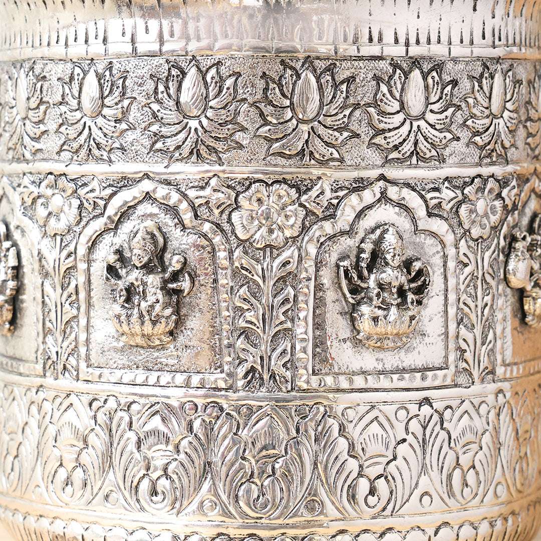 Brass Silver Plated Ashtalakshmi Decorative Pot Vedansh Craft