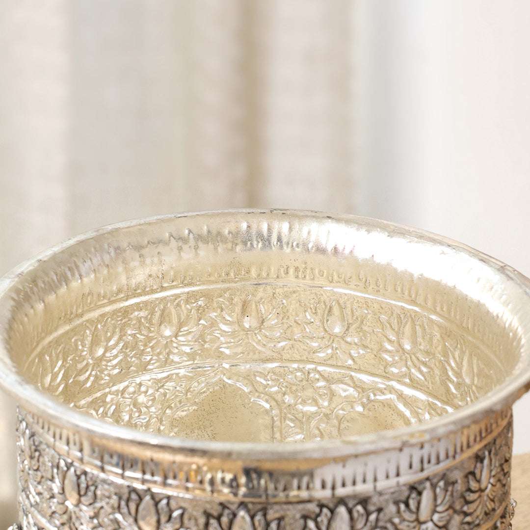 Brass Silver Plated Ashtalakshmi Decorative Pot Vedansh Craft