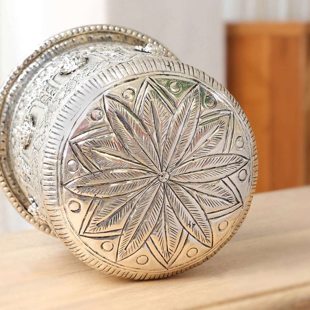Brass Silver Plated Ashtalakshmi Decorative Pot Vedansh Craft