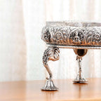 Brass Silver Plated Ashtalakshmi Chowki With Elephant Pillars (6.5 Inch) Vedansh Craft