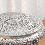 Brass Silver Plated Ashtalakshmi Chowki With Elephant Pillars (6.5 Inch) Vedansh Craft