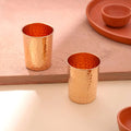 Copper Hammered Glass Pair (4 Inch) Vedansh Craft