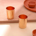 Copper Hammered Glass Pair (4 Inch) Vedansh Craft