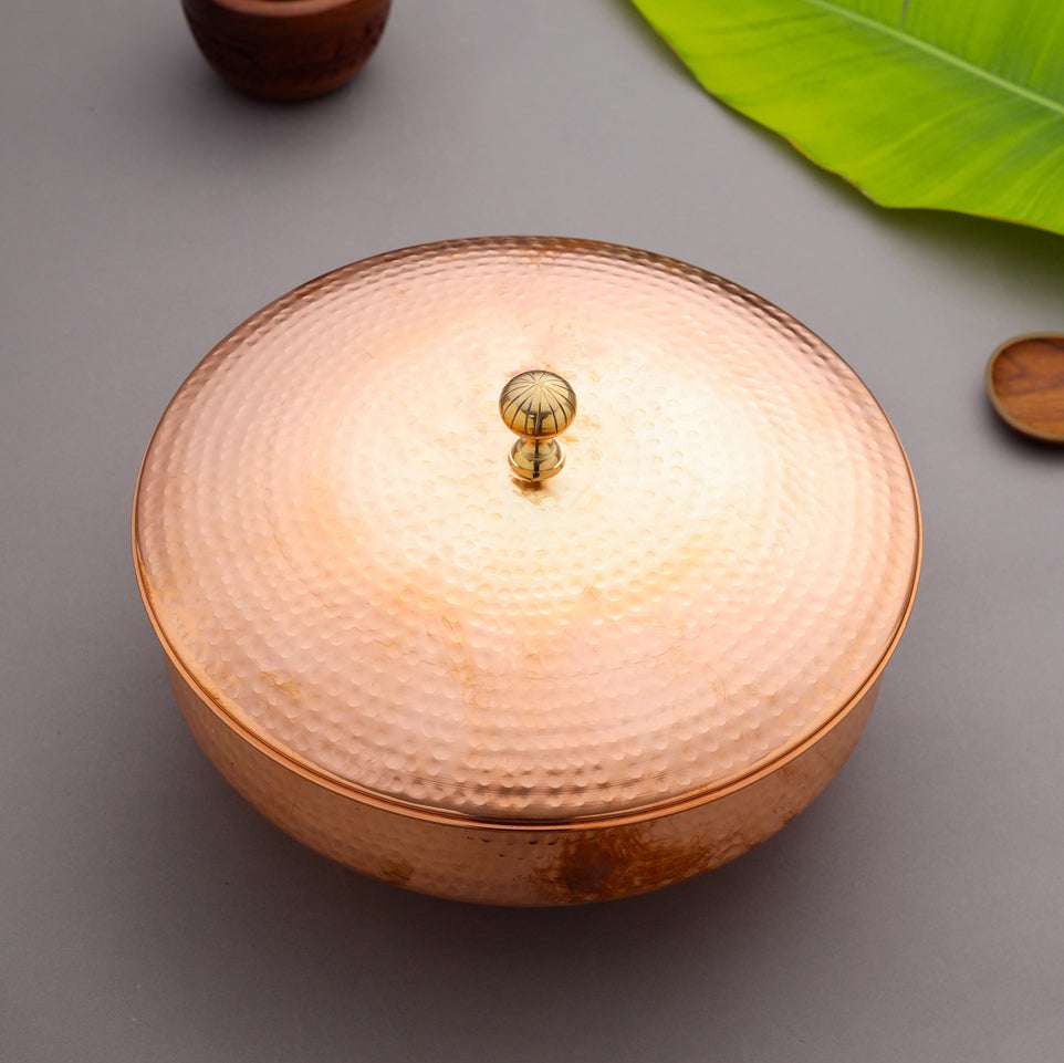 Copper Handi/Lagan With Lid (6 Inch) Vedansh Craft
