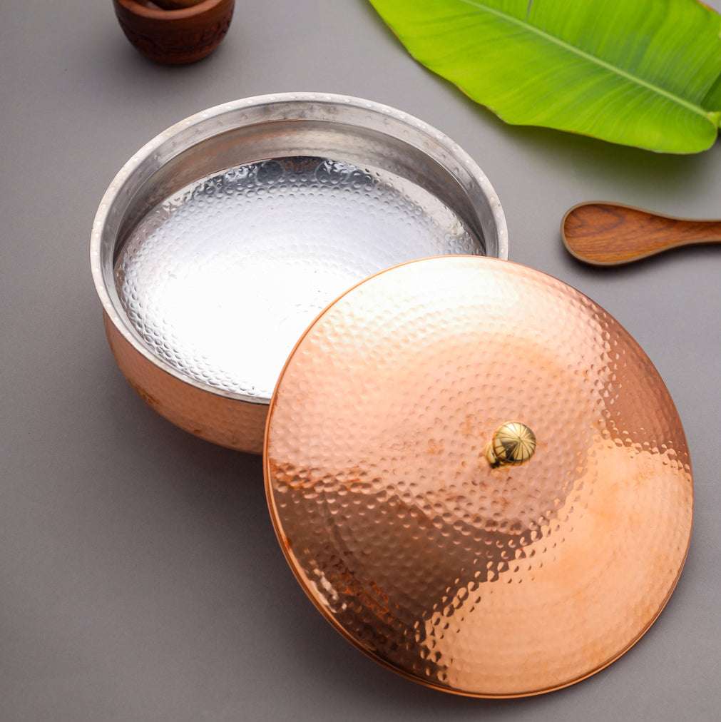 Copper Handi/Lagan With Lid (6 Inch) Vedansh Craft