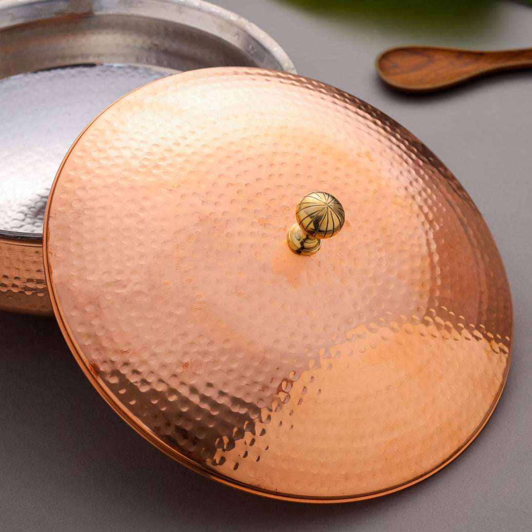 Copper Handi/Lagan With Lid (6 Inch) Vedansh Craft