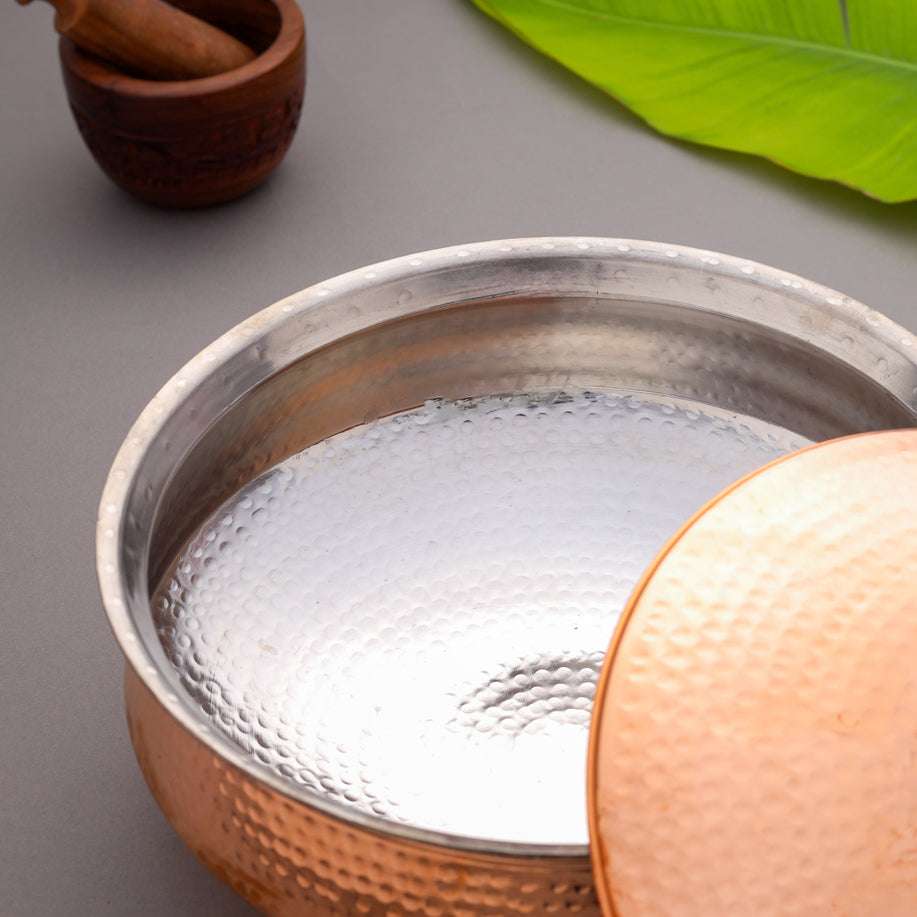 Copper Handi/Lagan With Lid (6 Inch) Vedansh Craft