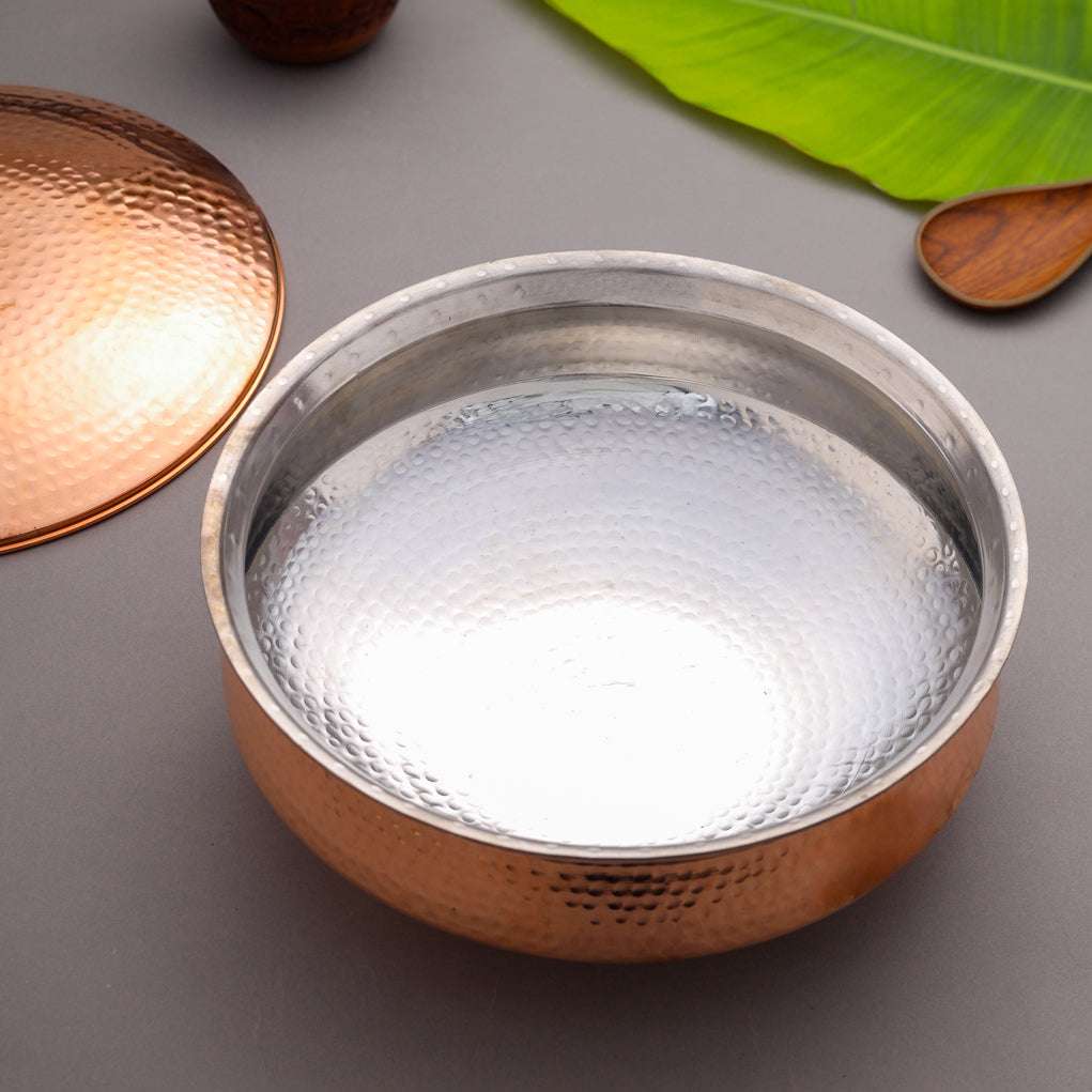 Copper Handi/Lagan With Lid (6 Inch) Vedansh Craft