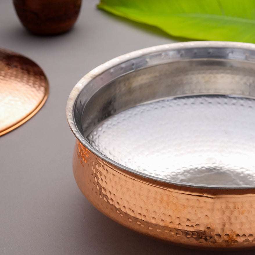 Copper Handi/Lagan With Lid (6 Inch) Vedansh Craft
