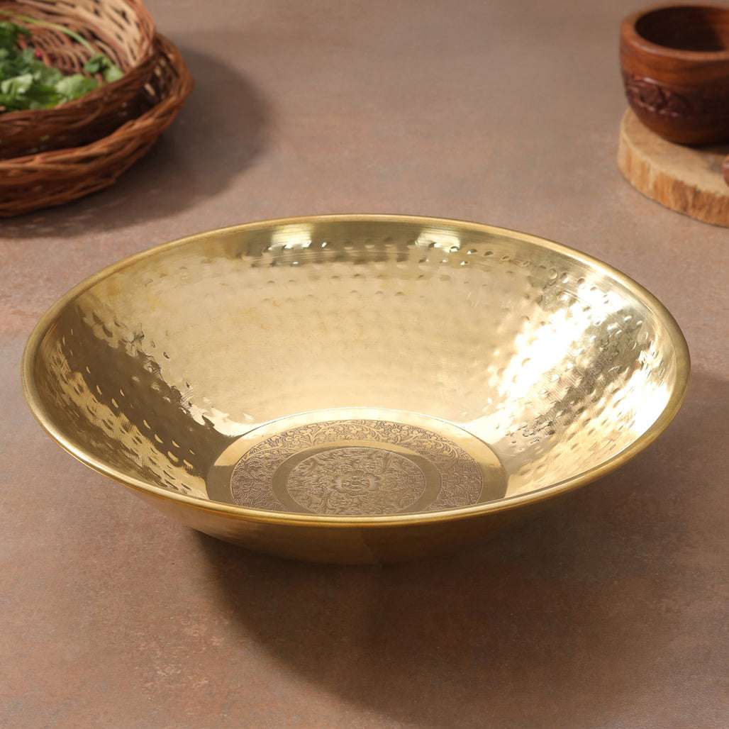 Brass Hammered Tasla (13.7 INCH) Vedansh Craft