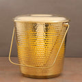 Brass Hammered Water Bucket with Lid Vedansh Craft