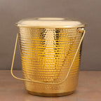 Brass Hammered Water Bucket with Lid Vedansh Craft