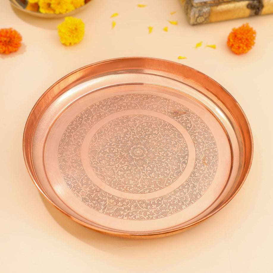 COPPER THALI (11.5 INCH) Vedansh Craft