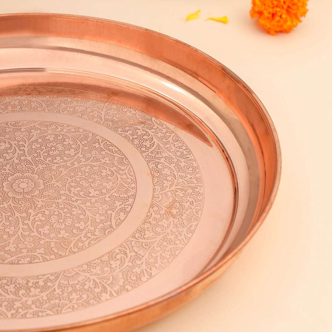 COPPER THALI (11.5 INCH) Vedansh Craft