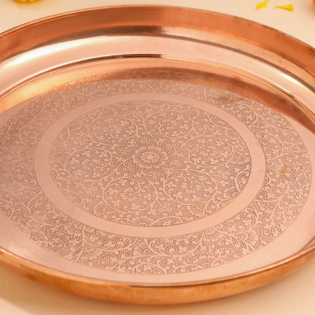 COPPER THALI (11.5 INCH) Vedansh Craft