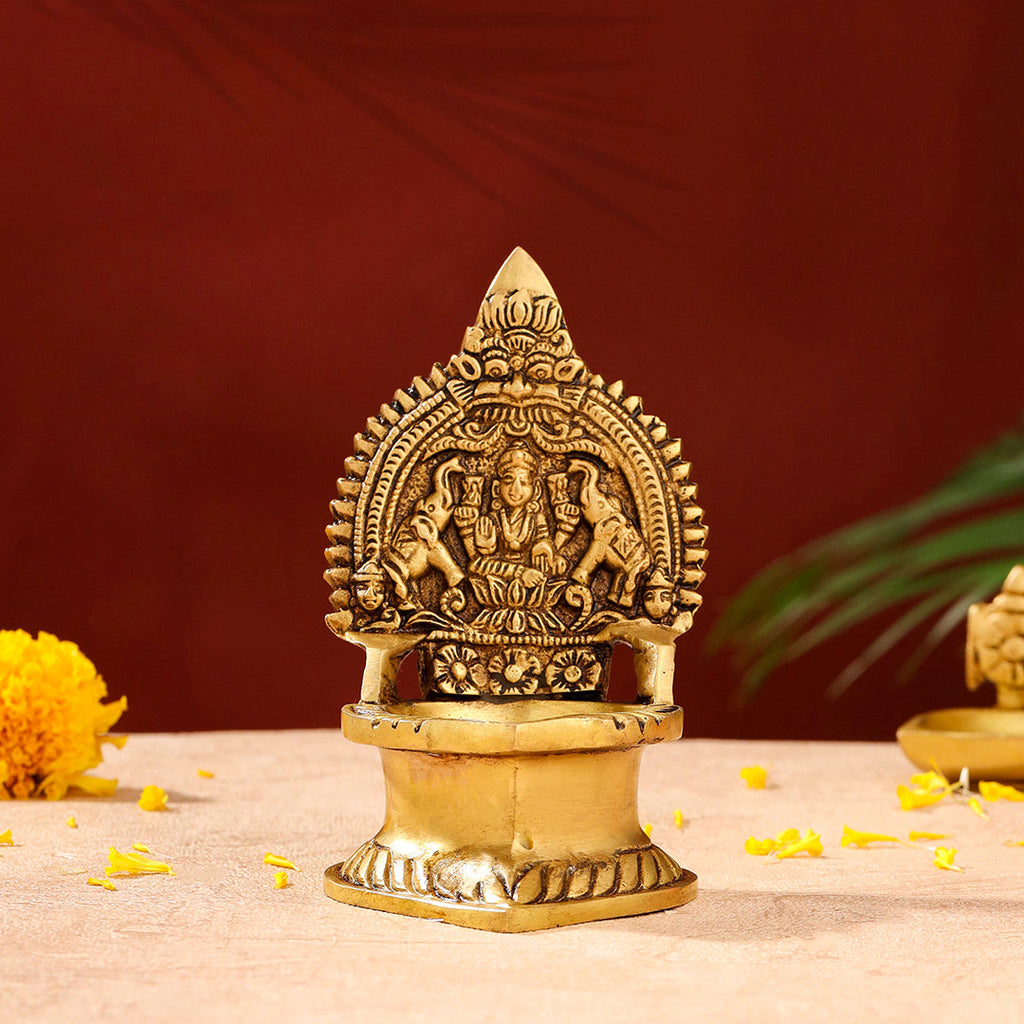 Brass Gaja Lakshmi Diya (5.1 Inch) Vedansh Craft