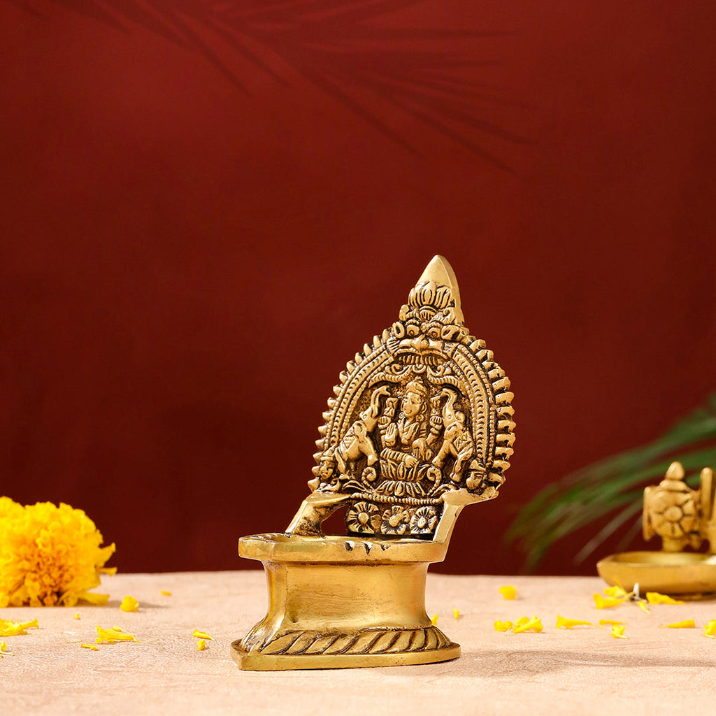 Brass Gaja Lakshmi Diya (5.1 Inch) Vedansh Craft
