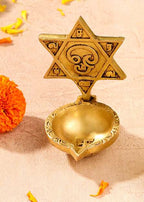 Brass Shankh Chakra Namah, Star Vel & Owl Diya Vedansh Craft