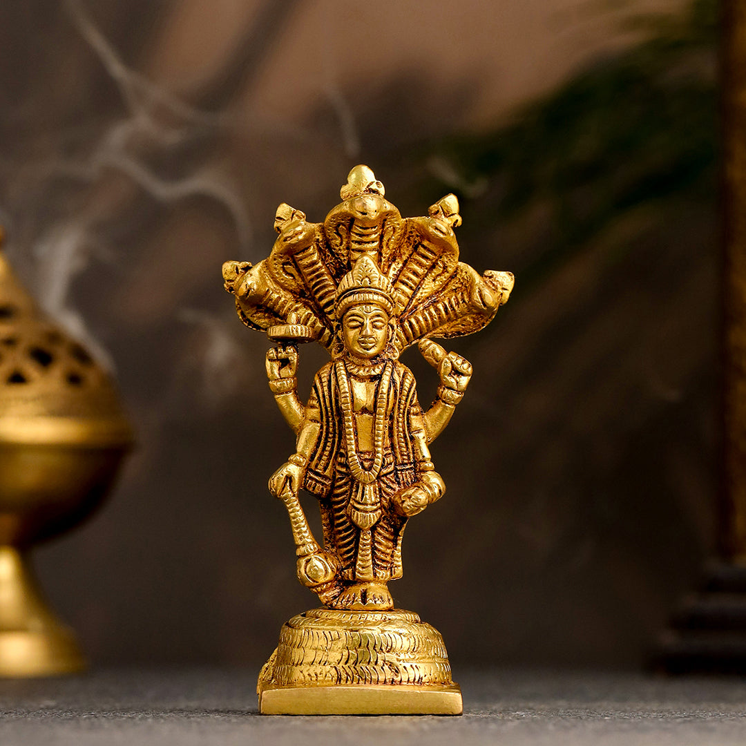 Brass Lord Vishnu Standing Idol (5 Inch) Vedansh Craft