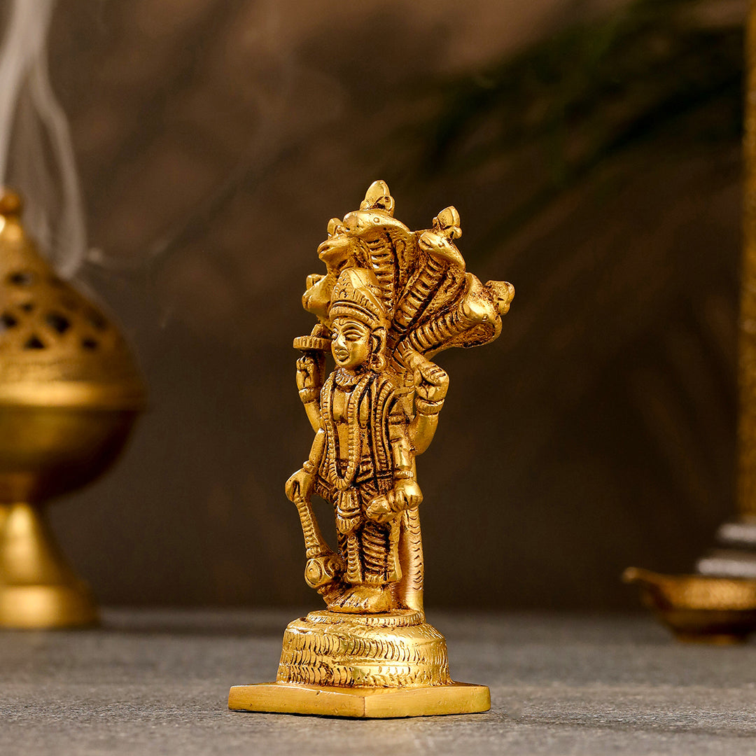 Brass Lord Vishnu Standing Idol (5 Inch) Vedansh Craft