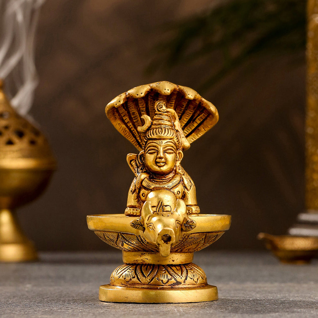 Brass Nandi Mukhshivlingam Idol (5 Inch) Vedansh Craft