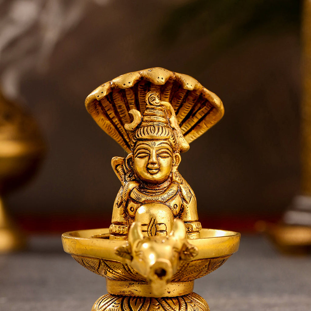 Brass Nandi Mukhshivlingam Idol (5 Inch) Vedansh Craft