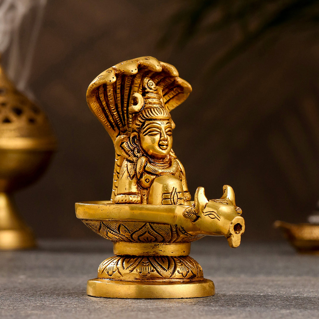 Brass Nandi Mukhshivlingam Idol (5 Inch) Vedansh Craft