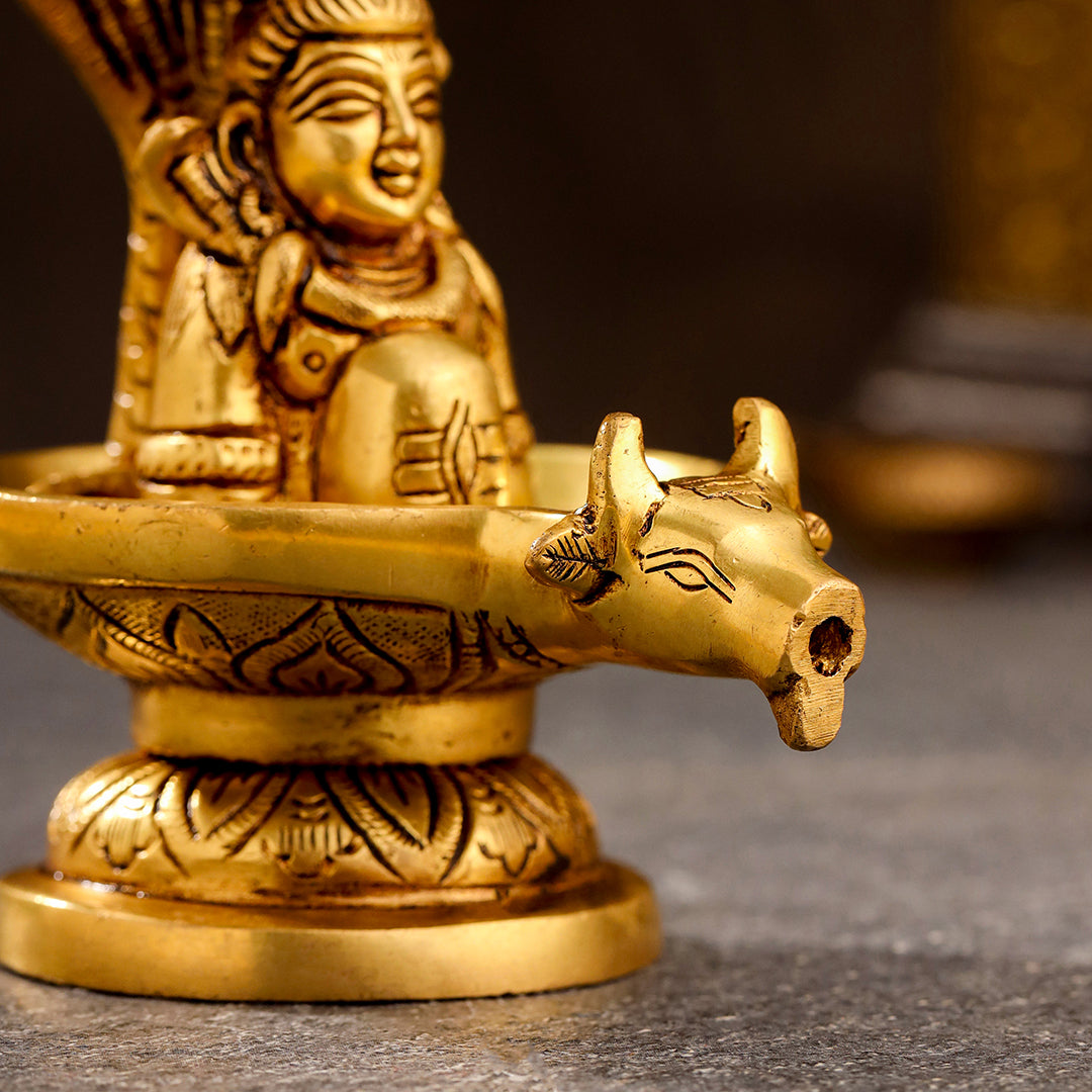 Brass Nandi Mukhshivlingam Idol (5 Inch) Vedansh Craft